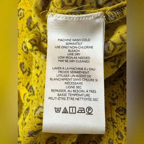 Anthropologie Pilcro The Sidney Batwing Yellow Green Floral Print Blouse Shirt - Picture 12 of 16